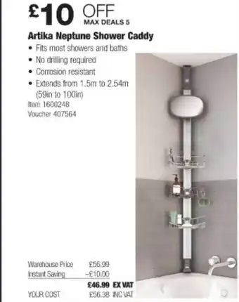 Costco Artika Neptune Shower Caddy offer