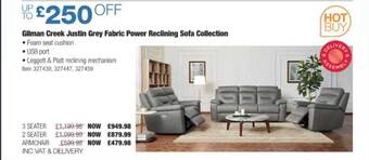 Costco Gilman Creek Justin Grey Fabric Power Reclining Sofa Collection offer