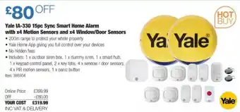 Costco Yale Ia-330 15pc Sync Smart Home Alarm With X4 Motion Sensors And X4 Window Door Sensors offer