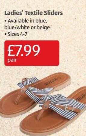 Aldi Ladies' Textile Sliders offer