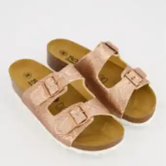 TK Maxx Rose gold tone reptile effect wedge sliders offer