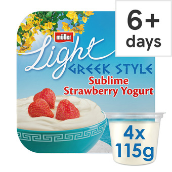 Tesco Muller Light Greek Style Strawberry Yogurt 4X115g offer