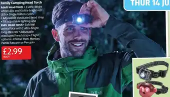 Aldi Family Camping Head Torch Adult Head Torch offer
