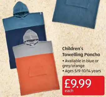 Aldi Children's Towelling Poncho offer