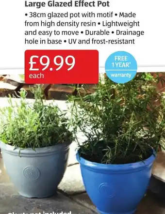 Aldi Large Glazed Effect Pot offer