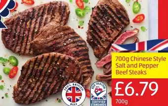 Aldi 700g Chinese Style Salt And Pepper Beef steaks offer