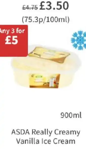 Asda ASDA Really Creamy Vanilla Ice Cream 900ml offer