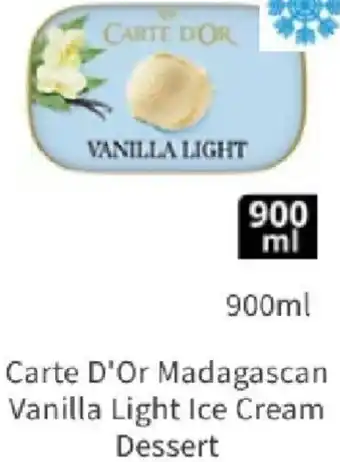 Asda Carte D'Or Madagascan Vanilla Light Ice Cream Dessert 900ml offer