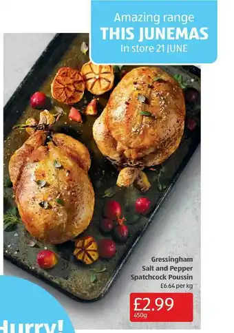 Aldi Gressingham Salt And Pepper Spatchcock Poussin offer