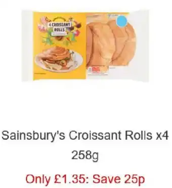 Sainsbury's Sainbury's Croissant Rolls x4 258g offer