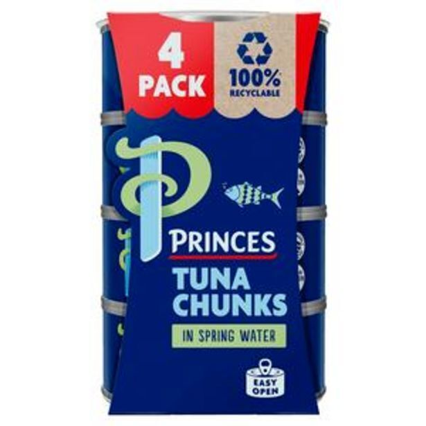 Princes tuna chunks in spring water 4x145g offer at Sainsbury's