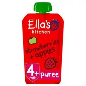 Sainsbury's Ella's kitchen organic strawberries and apples baby pouch 4+ months 120g offer