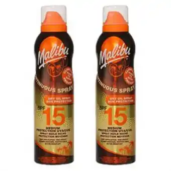 Home Bargains Malibu: sun protection dry oil continuous spray 175ml - spf 15 (case of 2) offer