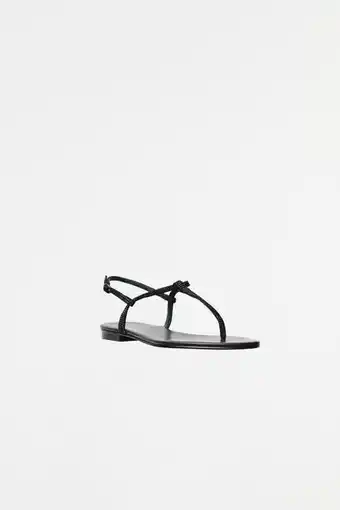 ZARA Flat leather slider sandals with rhinestones - limited edition offer
