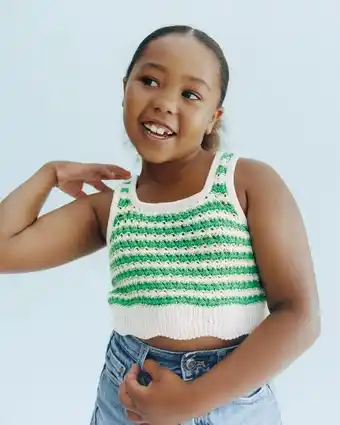 Striped crochet top with scalloped finish