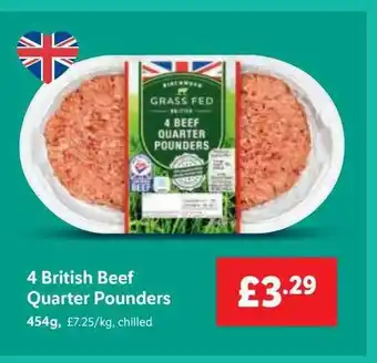 Lidl 4 British Beef Quarter Pounders offer