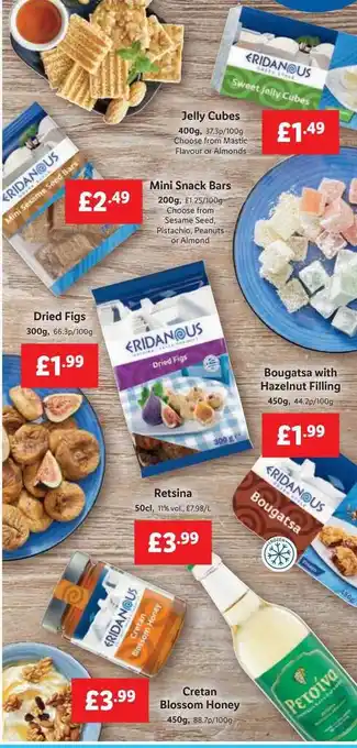 Lidl Jelly Cubes, Mini Snacks Bars, Dried Figs, Bougatsa With Hazeinut Filling, Retsina, Cretan Blossom Honey offer
