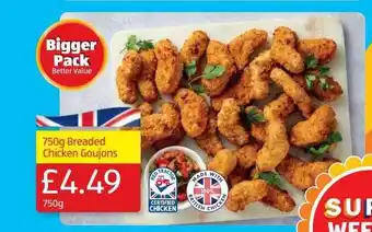 Aldi 750g Breaded Chicken Goujons offer