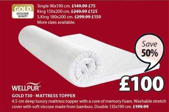 JYSK Gold T30 Mattress Topper offer