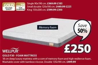 JYSK Gold F30 Foam Mattress offer