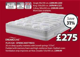 JYSK Plus S20 Spring Mattress offer