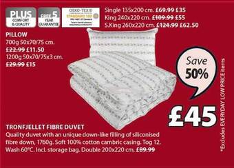 JYSK Tronfjellet Fibre Duvet offer