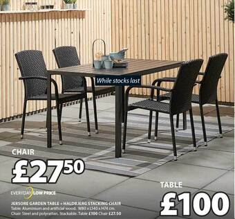 JYSK Jersore Garden Table + Haldbjerg Stacking Chair offer