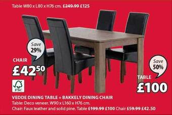 JYSK Vedde Dining Table + Bakkely Dining Chair offer