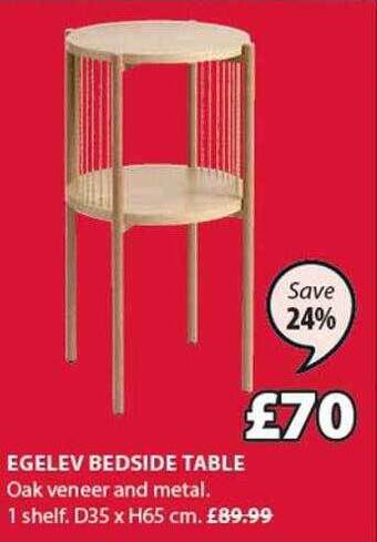 JYSK Egelev Bedside Table offer