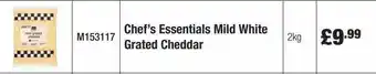 Booker Wholesale Chef's Essentials Mild White Grated Cheddar offer
