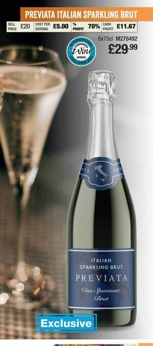 Booker Wholesale Previata Italian Sparkling Brut offer