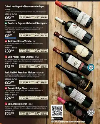 Booker Wholesale Calvet Heritage Châteauneuf-du-pape, Bonterra Organic Cabernet Sauvignon, Amicone Rosso Veneto, Don Pavral Rioja Crianza, Jac offer