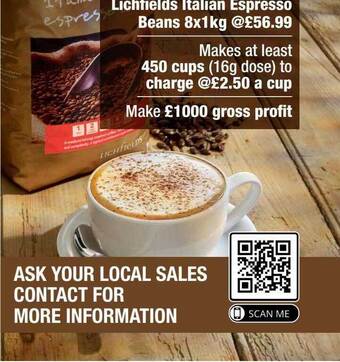 Booker Wholesale Lichfields Italian Espresso Beans offer