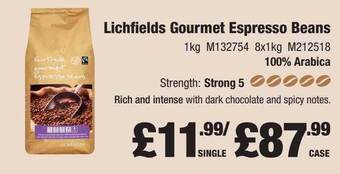 Booker Wholesale Lichfields Gourmet Espresso Beans offer
