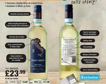 Booker Wholesale Pinot Grigio offer