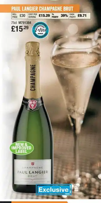 Booker Wholesale Paul Langier Champagne Brut offer