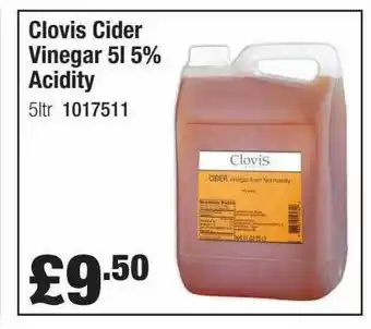 Booker Wholesale Clovis Cider Vinegar 5l 5% Acidity offer