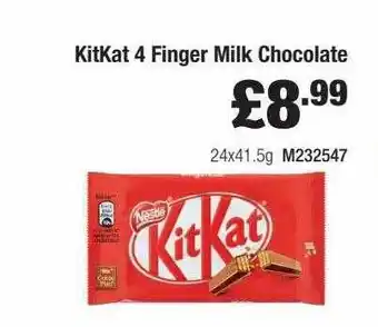 Booker Wholesale KitKat 4 Figer Milk Chocolate offer