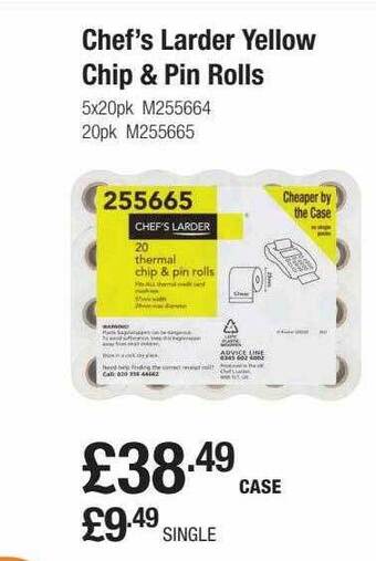 Booker Wholesale Chef's Larder Yellow Chip & Pin Rolls offer