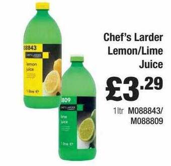 Booker Wholesale Chef's Larder Lemon-lime Juice offer
