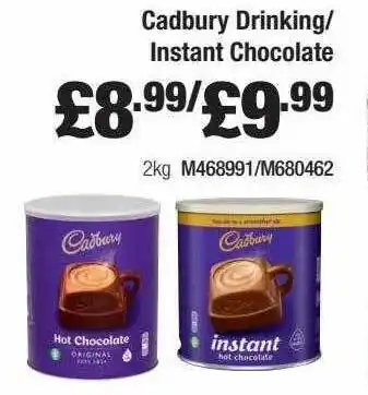 Booker Wholesale Cadbury Drinking-instant Chocolate offer