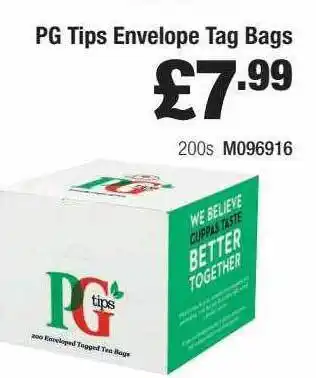 Booker Wholesale Pg Tips Envelope Tag Bags offer