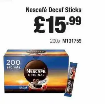 Booker Wholesale Nescafé Decaf Sticks offer