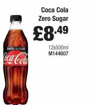 Booker Wholesale Coca Cola Zero Sugar offer
