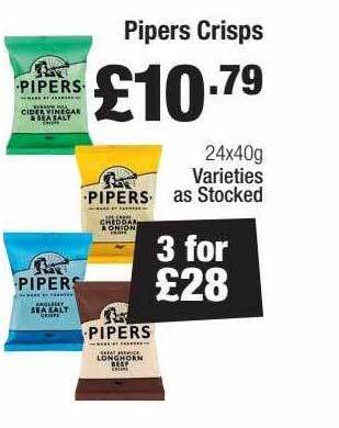Booker Wholesale Pipers Crisps offer