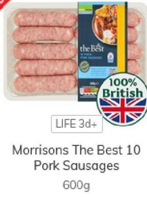 Morrisons The Best 10 Pork Sausages 600g offer at Morrisons