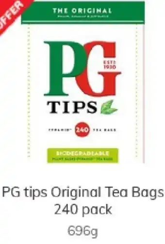 Morrisons PG Tips Original Tea Bags 240 Pack 696g offer
