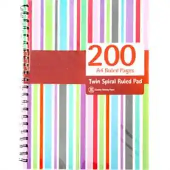 Home Bargains Twin spiral ruled pad - a4 200 pages (case of 2) offer