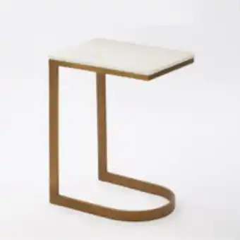 Gold tone marble c table 58cm