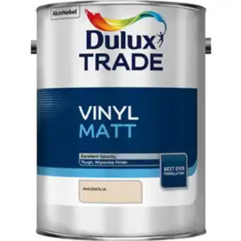 Toolstation Dulux trade vinyl matt emulsion paint magnolia 5l offer